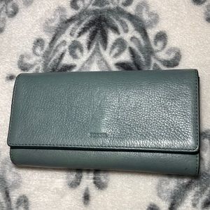 Fossil light Blue leather Trifold Continental Wallet
